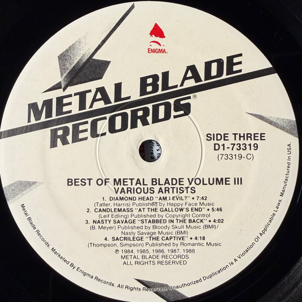 The Best Of Metal Blade Volume 3 2LP (Канада 1988г.)