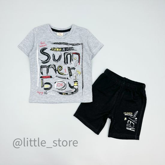 Комплект хлопковый "Summer boy" серый/черный