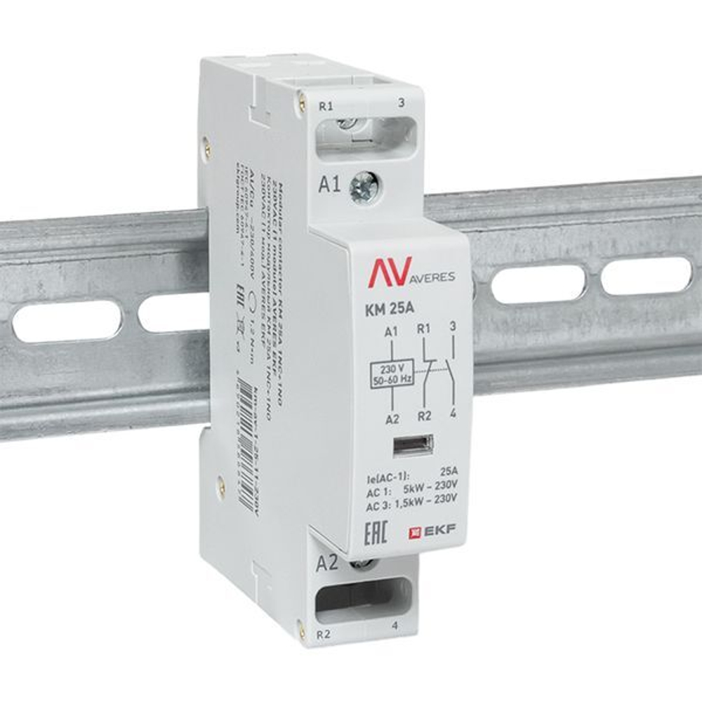 Контактор модульный EKF km-av-1-25-11-230V