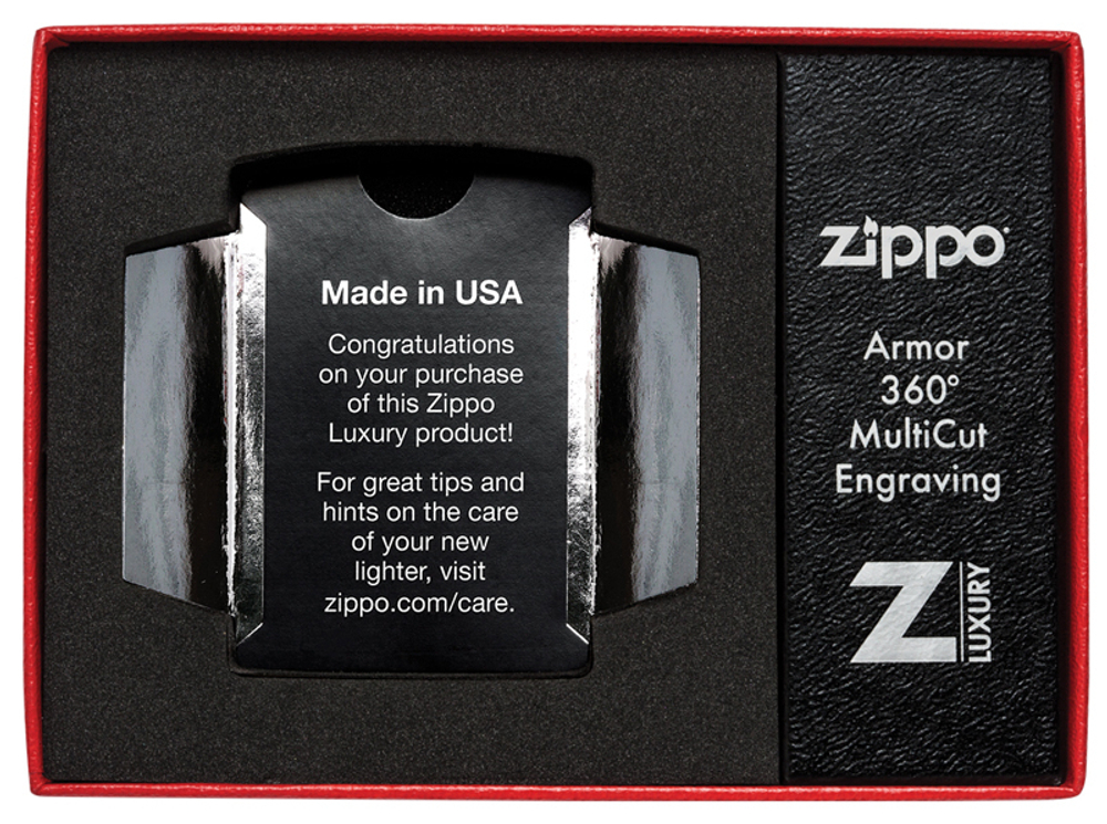 Зажигалка Zippo Armor с покрытием High Polish Chrome, латунь/сталь, серебристая, 36x12x56 мм