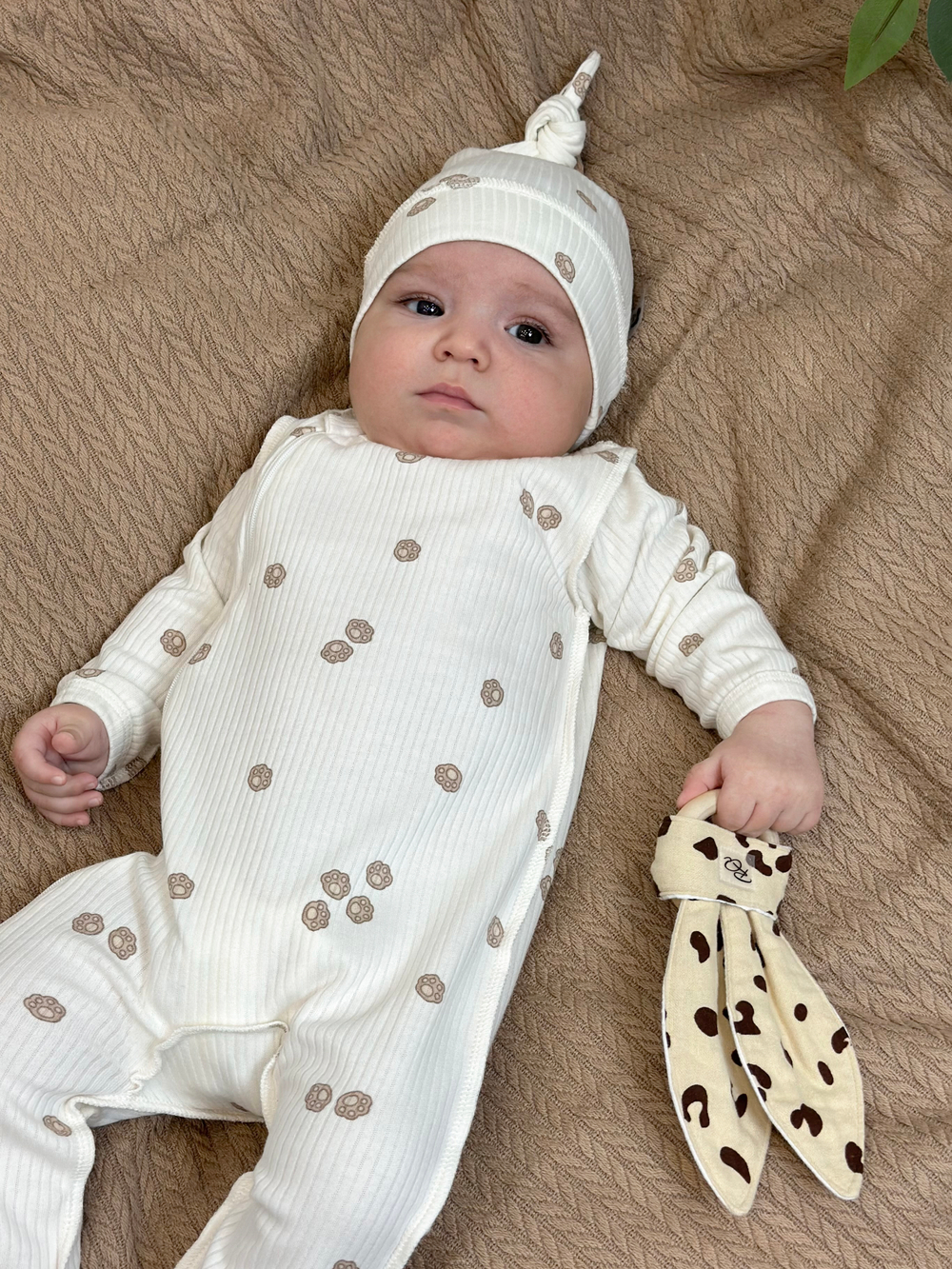 Комбинезон швы наружу на молнии Лапки Рубчик Экрю RinaAmari