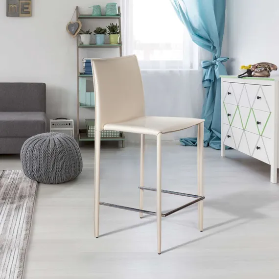 Полубарный стул Rolf бежевая кожа