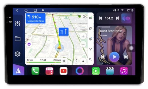 Магнитола для Toyota (внутрь отсека 230х130мм штатной рамки) - FarCar BM9-7040N монитор 9.5" QLED на Android 14, TS10, 4+32Гб, CarPlay, 4G SIM-слот