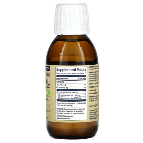 Wiley's Finest, Жир диких аляскинских рыб, ДГК на высшем уровне, 125 мл (4,23 жидк. унц.)