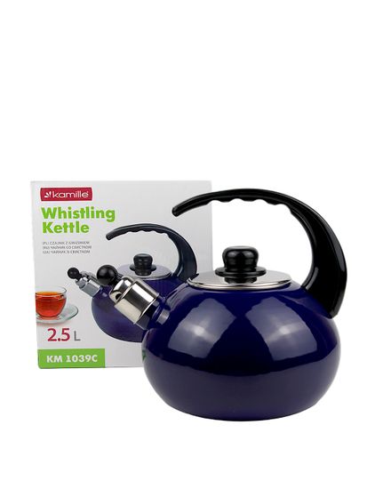 Чайник 2,5 л. эмалированный со свистком Kamille KM 1039C с черной бакелитовой ручкой