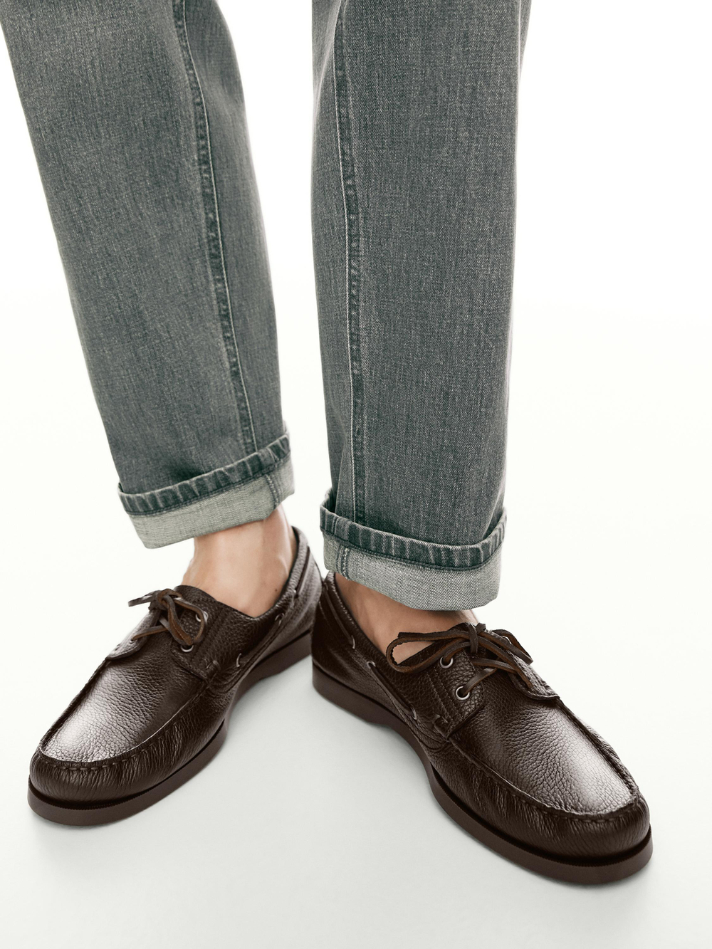 Massimo Dutti Кожаные лодочные туфли, коричневый