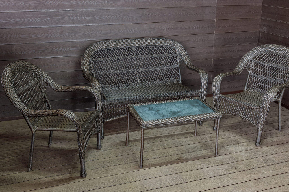 Садовый комплект из искусственного ротанга Мэдисон НЬЮ (Medison NEW) terrace set  с прямоугольным столиком без подушек