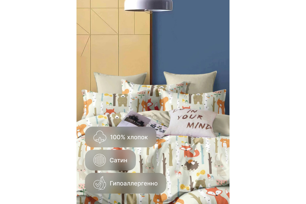 Постельное белье GoodNight Сатин Делюкс Кидс 236 с компаньоном 1,5 сп. (с нав. 50х70)
