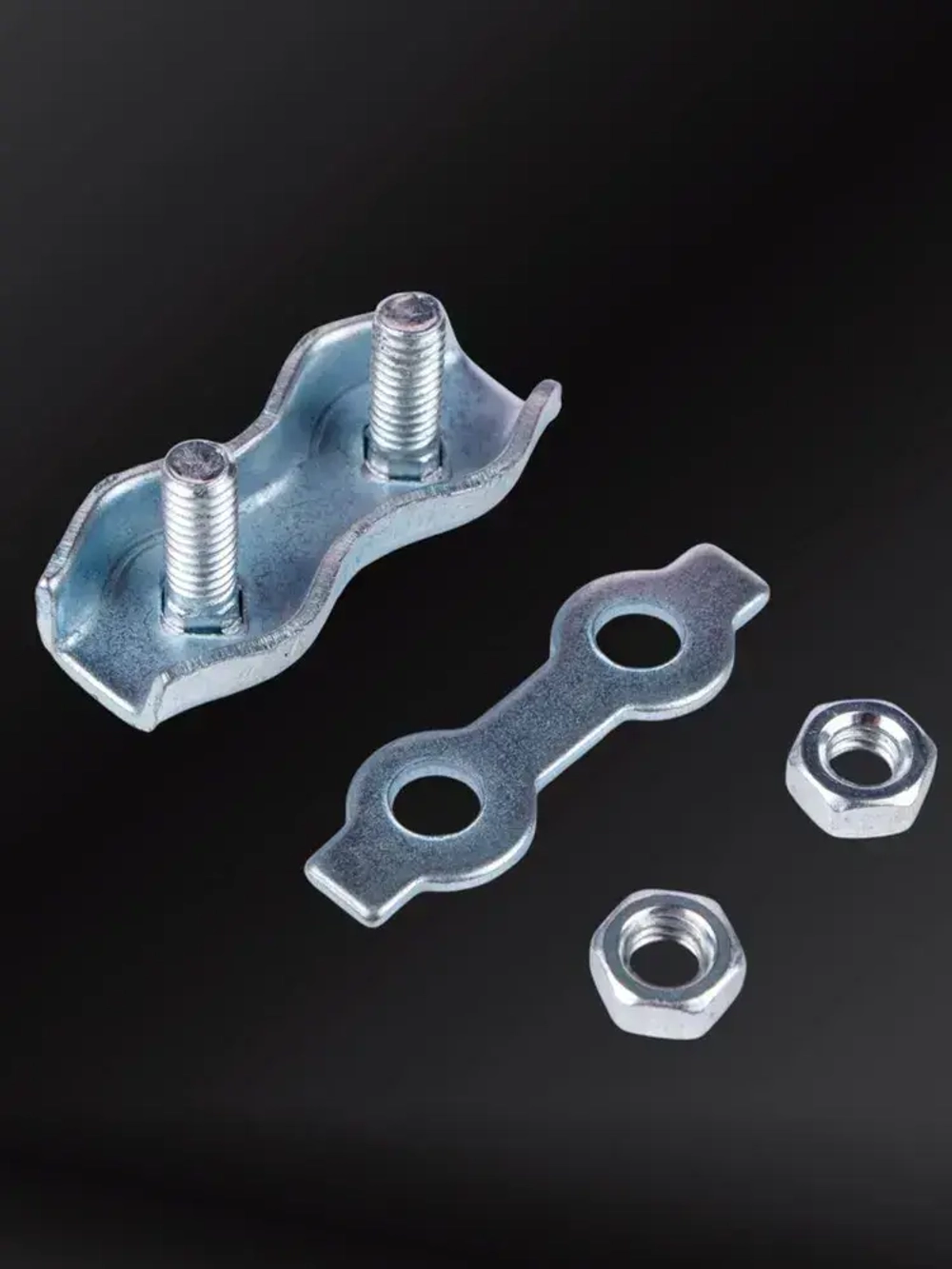 Зажим для троса 2 мм Дуплекс (Duplex) стальной оцинкованный плоский, комплект 6 штук