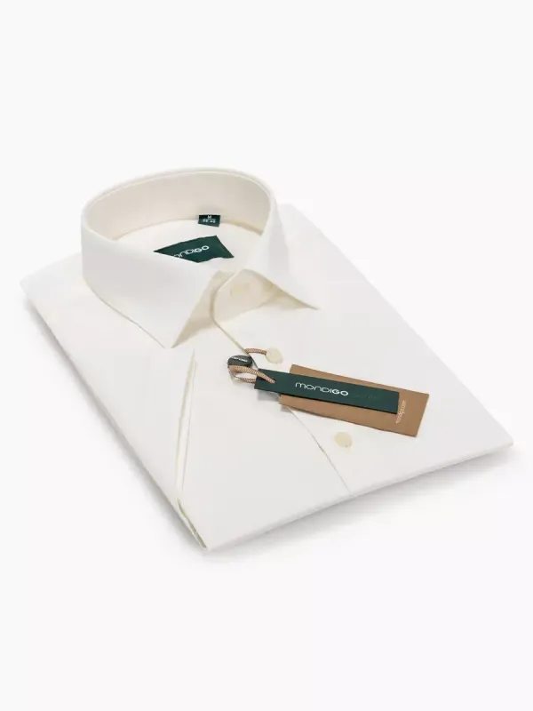 Рубашка приталенная SLIM FIT с коротким рукавом, молочная