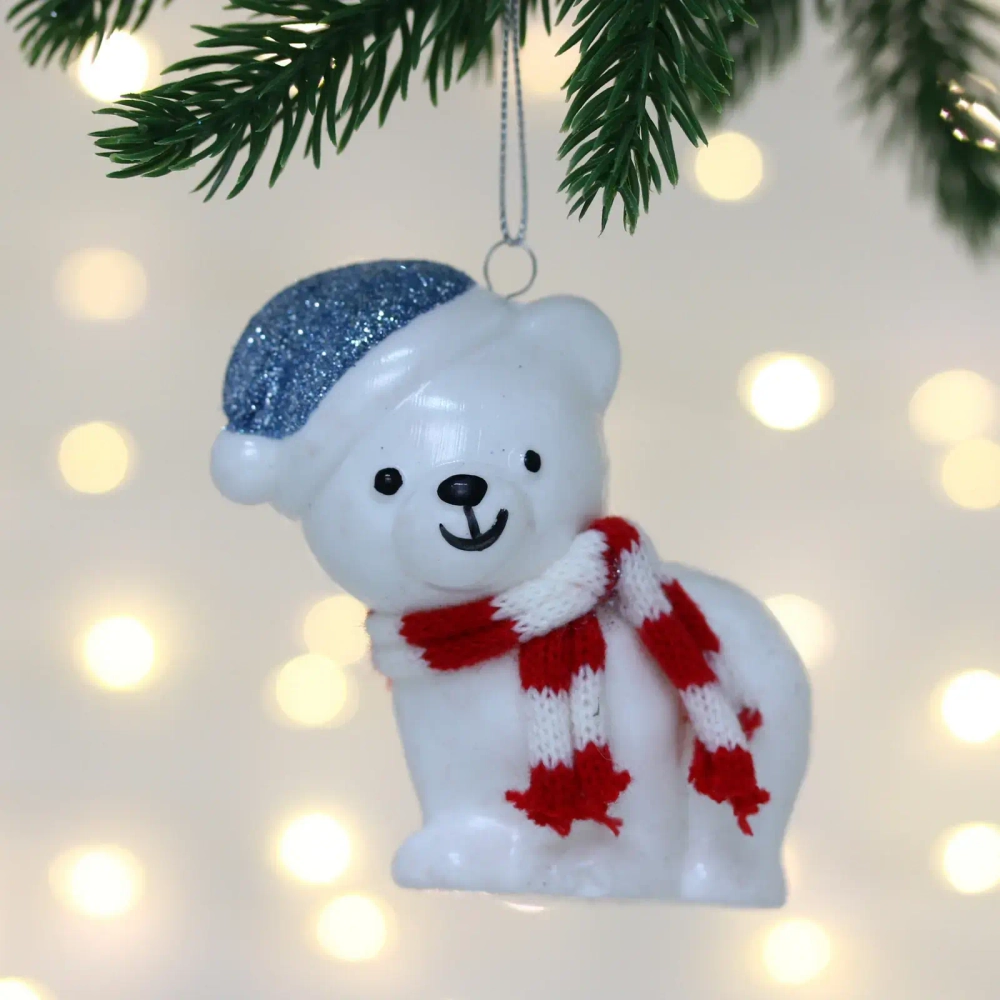 Елочная игрушка «Милый мишка» 8*4*9 см, Голубой