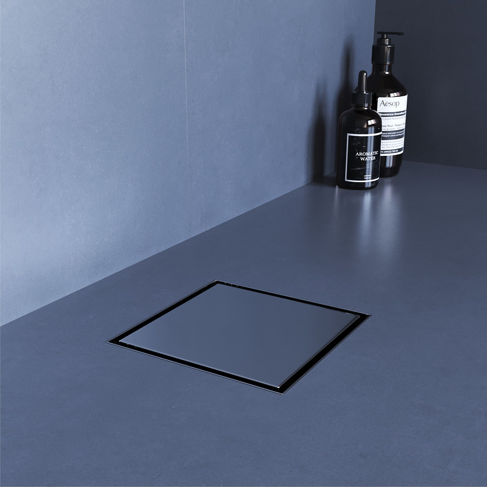 Душевой трап RGW SDR-10 квадратный, хром, металлическая крышка, горизонтальный слив (150x150)