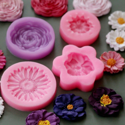 Молды силиконовые в наборе 4шт "Коллекция цветов ", разноцветные / Формы для цветов из мыла, воска, эпоксидной смолы и гипса