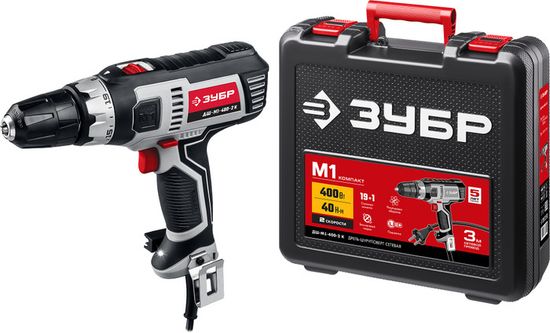 Сетевой шуруповерт "ЗУБР" ДШ-М1-400-2 К
