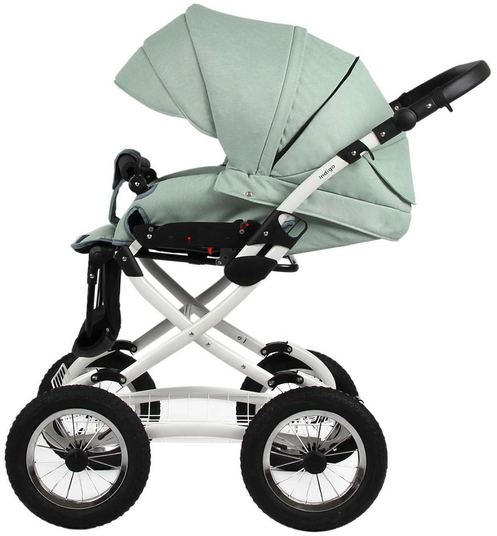Детская коляска Indigo Barbara 21 Classic 3 в 1 с автокреслом Avionaut Cosmo Grey Ba02 шалфей