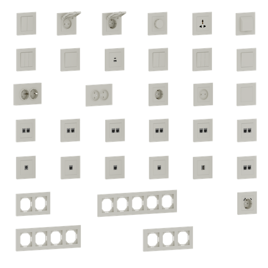 Накладка для розетки Schuko с зарядным устройством USB A+C,  со шторками 16A 250В,  матовый кашемир,  серия A07
