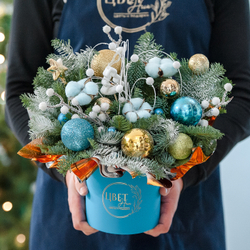 Нобилис в голубом оформлении с золотом