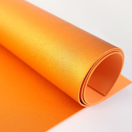 Фоамиран металлизированный 2 мм 60х70 см (Мандарин)