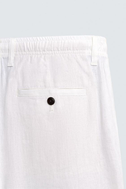 ZARA БРЮКИ RELAXED FIT ИЗ ХЛОПКА И ЛЬНА, ЭКРЮ