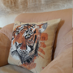 Гобеленовая наволочка для декоративной подушки Тигр Акварель 47х47