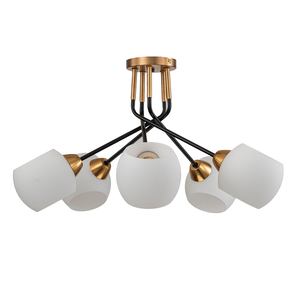 Светильник на штанге 5x40Вт E27,  металл/стекло, медь/черный