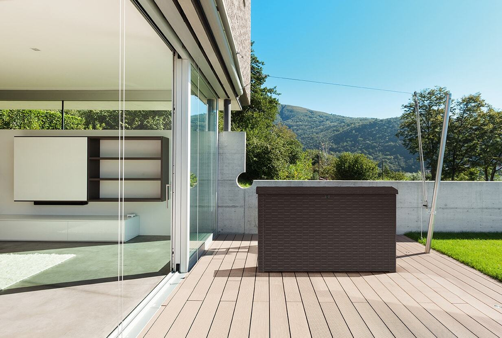 Пластиковый сундук Keter Java Rattan 850 л brown