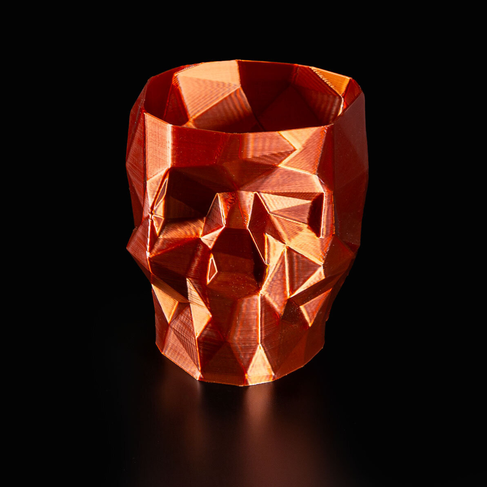 Череп-Ваза для конфет/карандашей, полигональная, 3D печать, медная