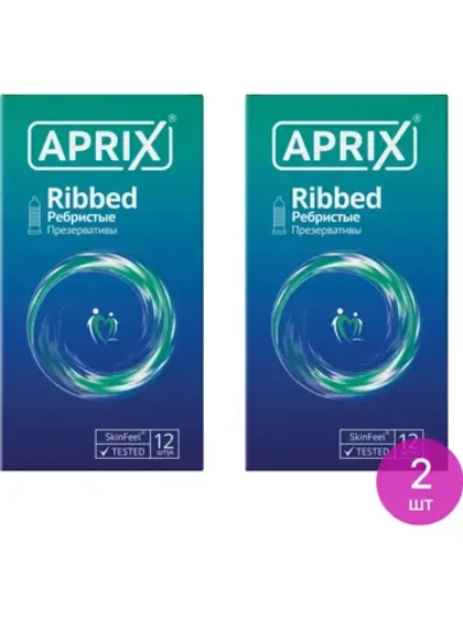 Презервативы APRIX Ribbed ребристые (2 упаковки по 12 шт.)
