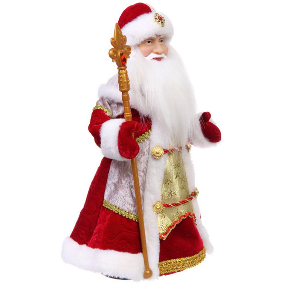 Дед Мороз музыкальный «Изящный наряд» в красной шубке 40 см