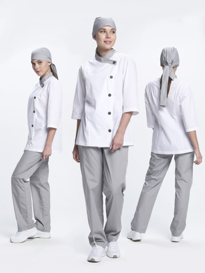 Костюм женский Канди (тк.ТиСи,120), серый/белый