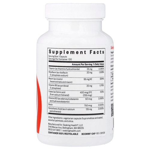 Seeking Health, комплекс витаминов группы B без метила, 100 капсул