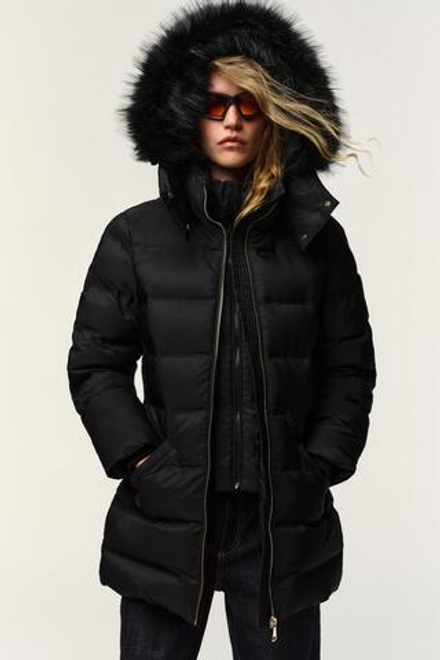 ZARA ПУХОВИК WATER REPELLENT WINDPROOF С КАПЮШОНОМ, ЧЕРНЫЙ