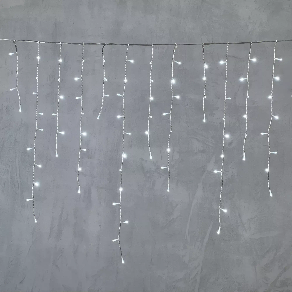 Светодиодная бахрома 5*0,9 м., 348 белых LED ламп, силиконовый прозрачный провод, Beauty Led (ECC348-10-2W)