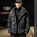 Пуховик мужской с накладными карманами, состав 90% белый утиный пух