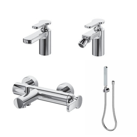 КОМБО №13 Комплект смесителей Ritmonio Cle для раковины, для биде и для ванны/душа с лейкой V0BA9010CRL + V0BA9020CRL + V0BA9033H2CRL