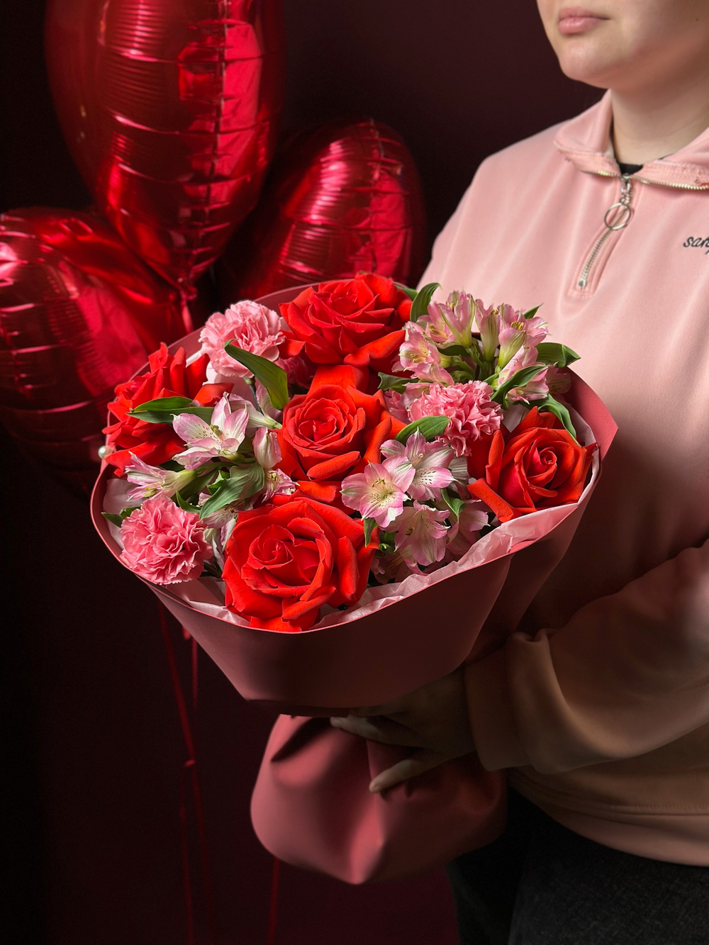 Сборный букет «Шёлковое сердце»