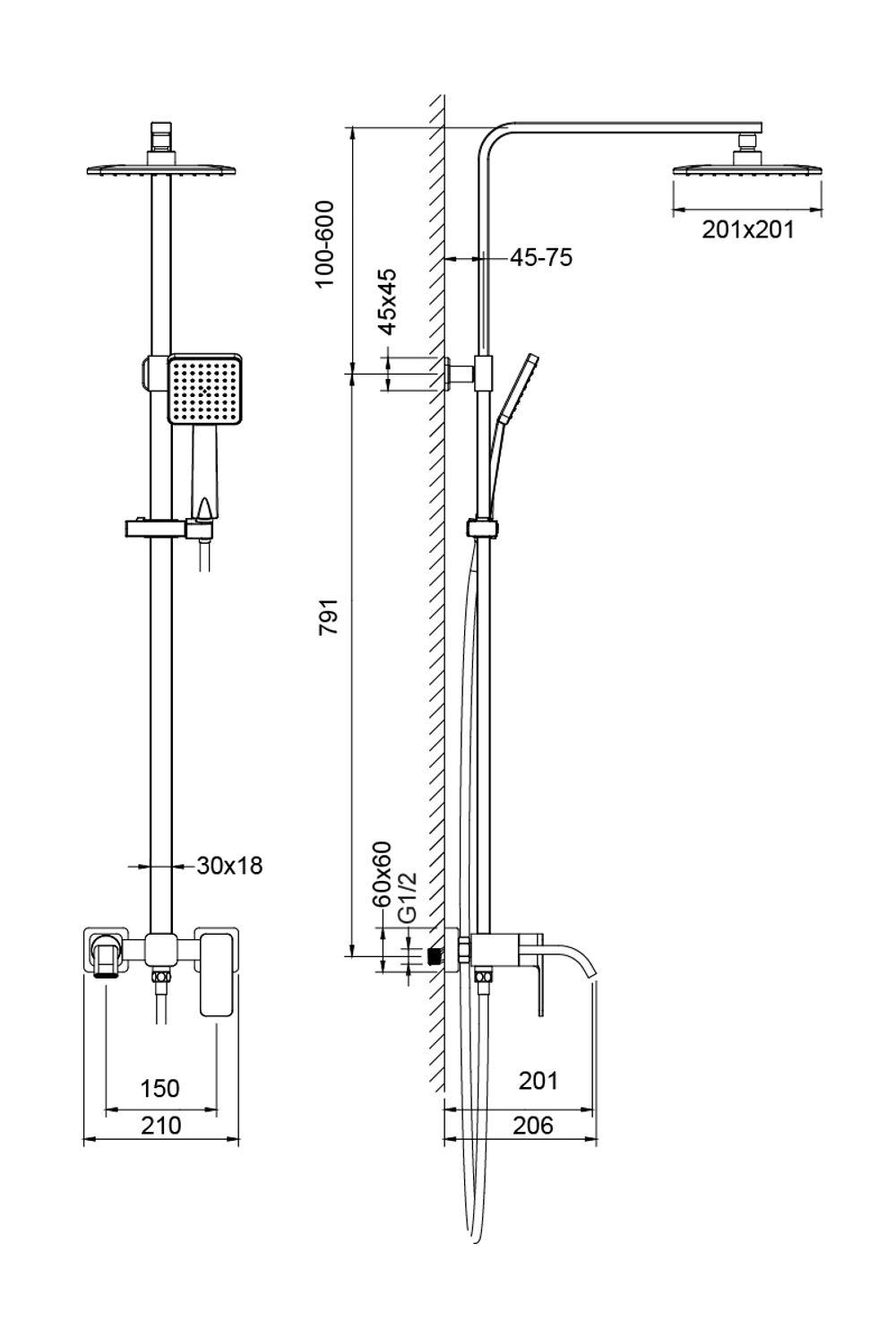Душевая стойка Timo Selene SX-1013/03 чёрная