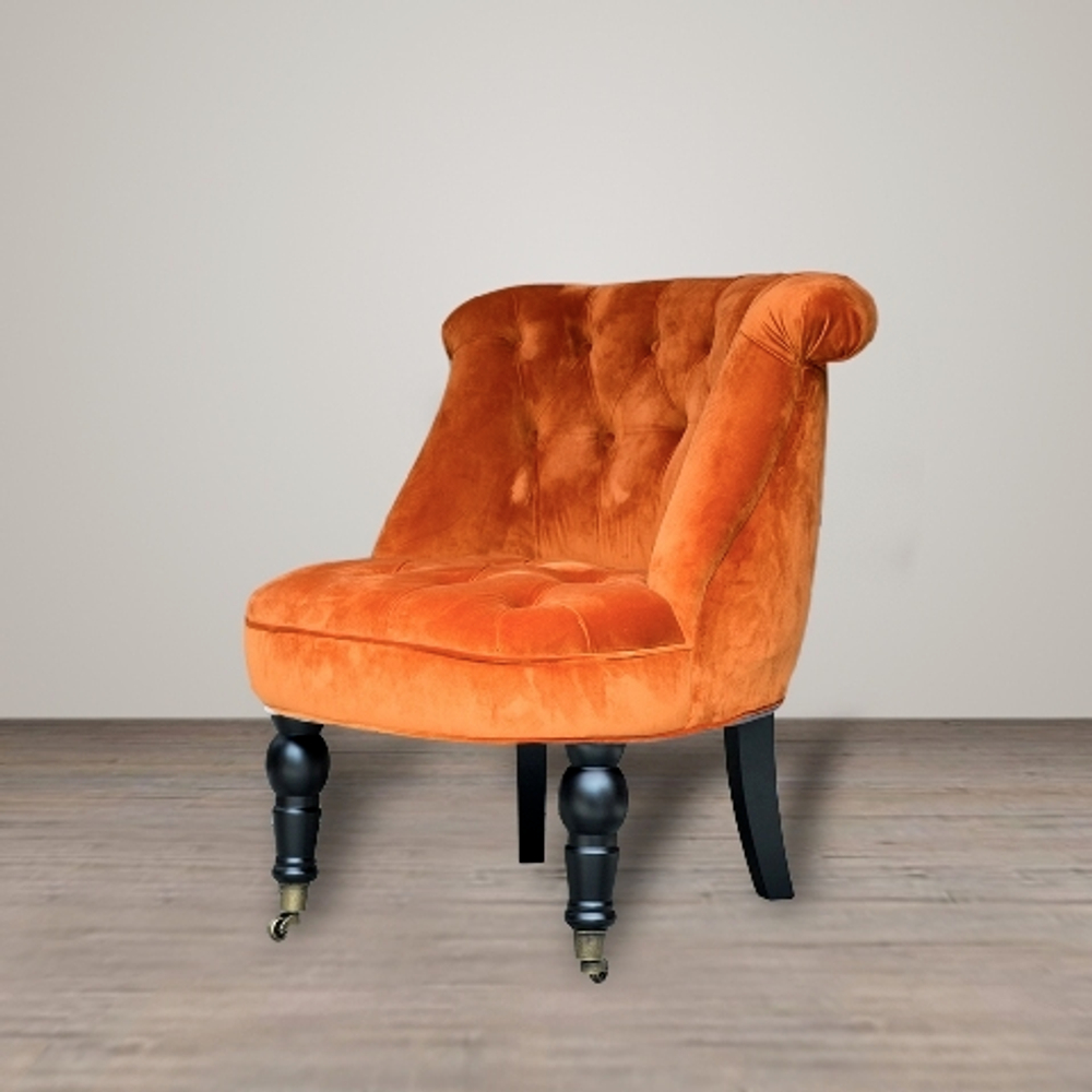 Пуф Eichholtz Камден оранжевый бархат Голландия вид сбоку