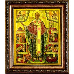 Николай Чудотворец Зарайский. Икона на холсте.