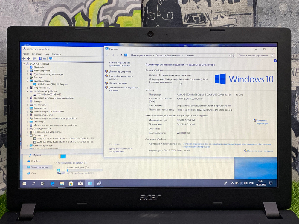 Ноутбук Acer 15.6' AMD A6/Radeon R4/4GB/500GB/ Aspire 3 A315-21-64A8[NX.GNVER.065]/Windows 10