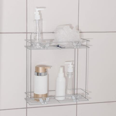 Двухъярусная узкая полка в ванную «Бабочки»