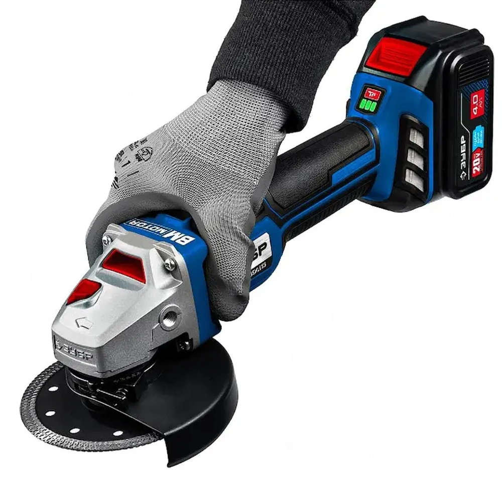 ЗУБР AB-125-42 бесщеточная угловая шлифовальная машина (2 x 4 Ач, ЗУ)