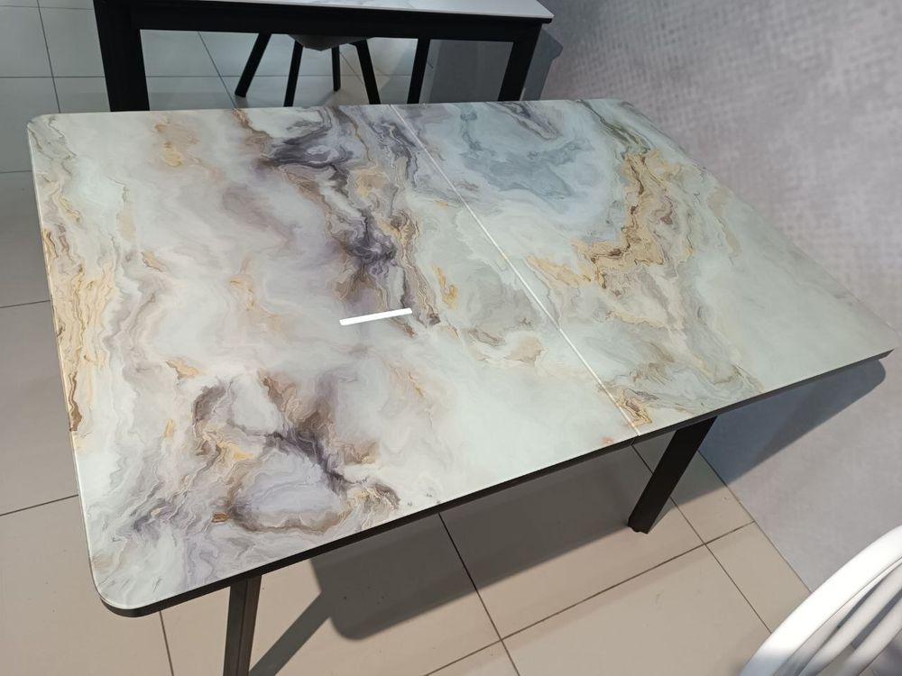 Стол Миллер стекло ф/п бабочка раздвижной чёрный (комплект ног №3)