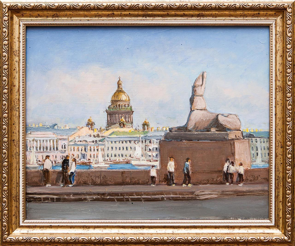 Картина маслом "Вид на Английскую набережную и Исаакий" Воробьев Non KGT