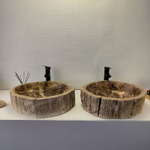 Раковина из окаменелого дерева ПАРА! OD-62335 56*49*16 2шт