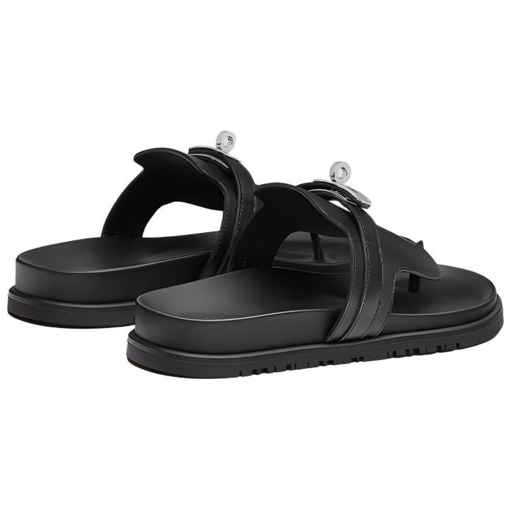 Hermes Empire Calfskin Functional Style Fashion Sandals Women's Black, H221074Z 02