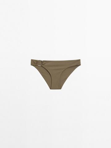 Massimo Dutti Плавки бикини с декоративным кольцом, темный хаки