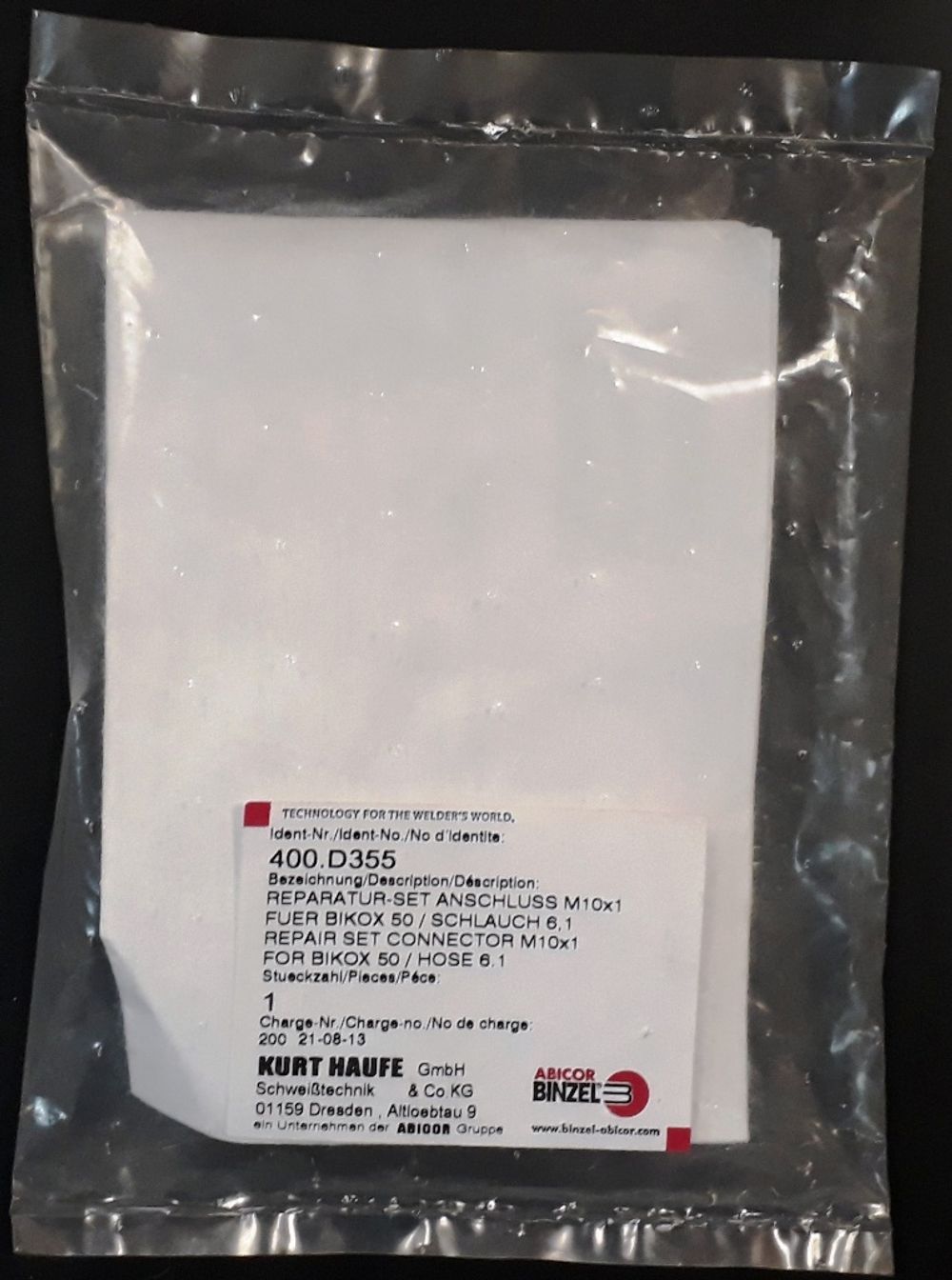 400.D355 Ремонтный комплект BIKOX50 М10х1 400.D191 Abicor Binzel