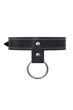 Черный однослойный узкий ошейник с поводком