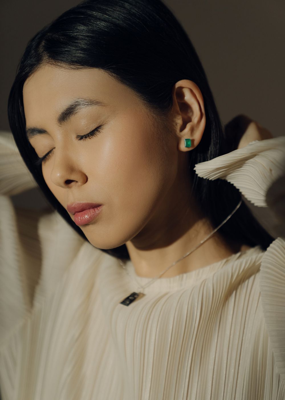 Серьги Crystal Classic с зеленым агатом